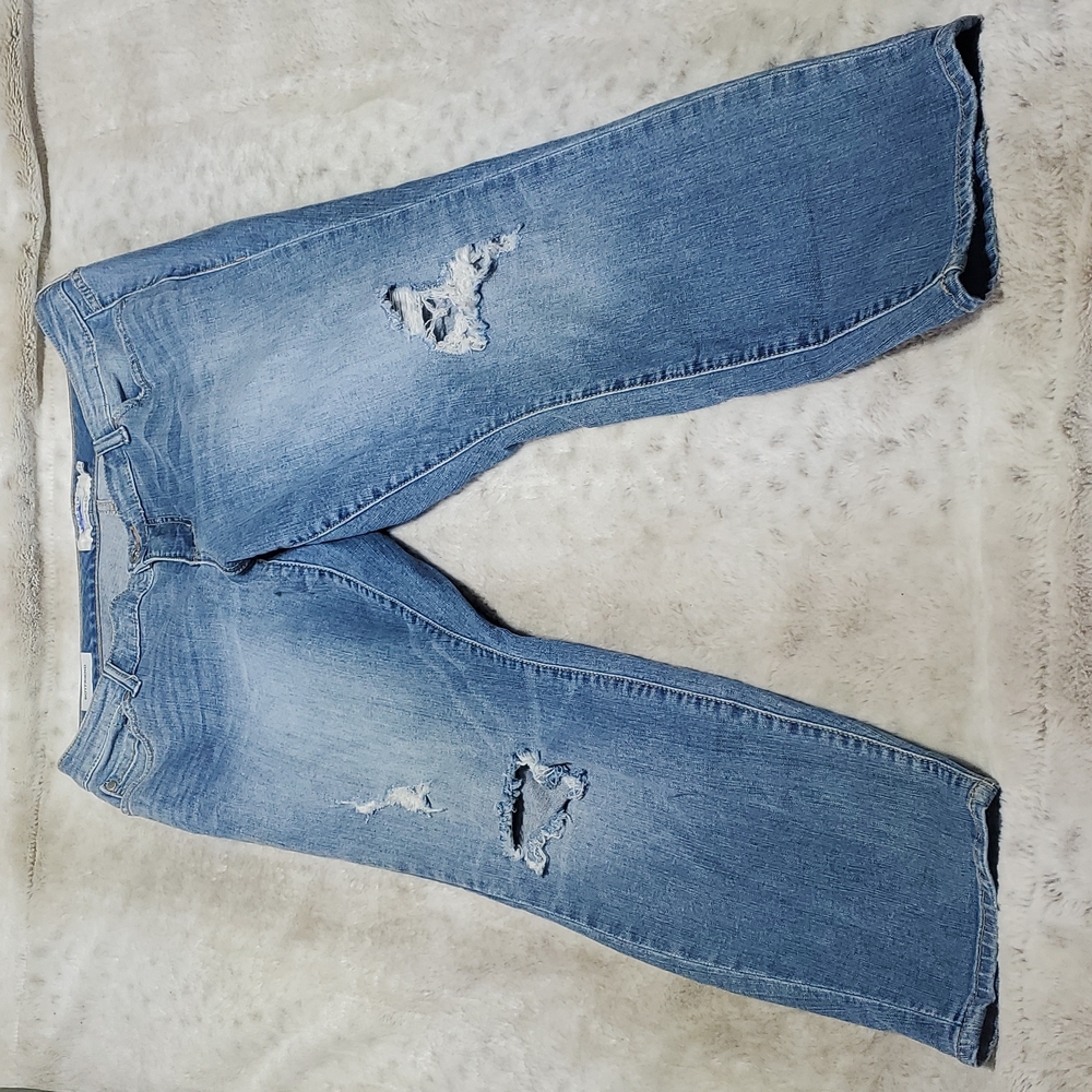 Torrid Mid Rise Distressed Boyfriend Fit Blue Jeans Size 10 Waist 34 Inches - Picture 2 of 5